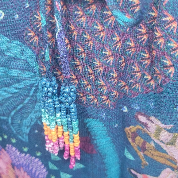 FARM RIO River Creatures Tiered Maxi Dress XS Boho Floral Ruffle Festival NWT - Picture 9 of 15